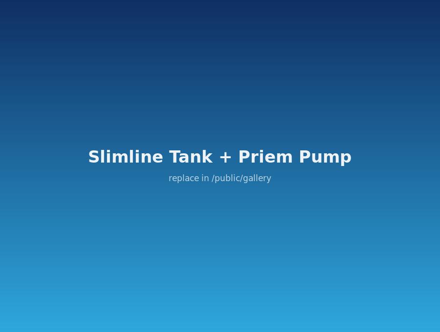 Slimline rainwater tank with Priem pump